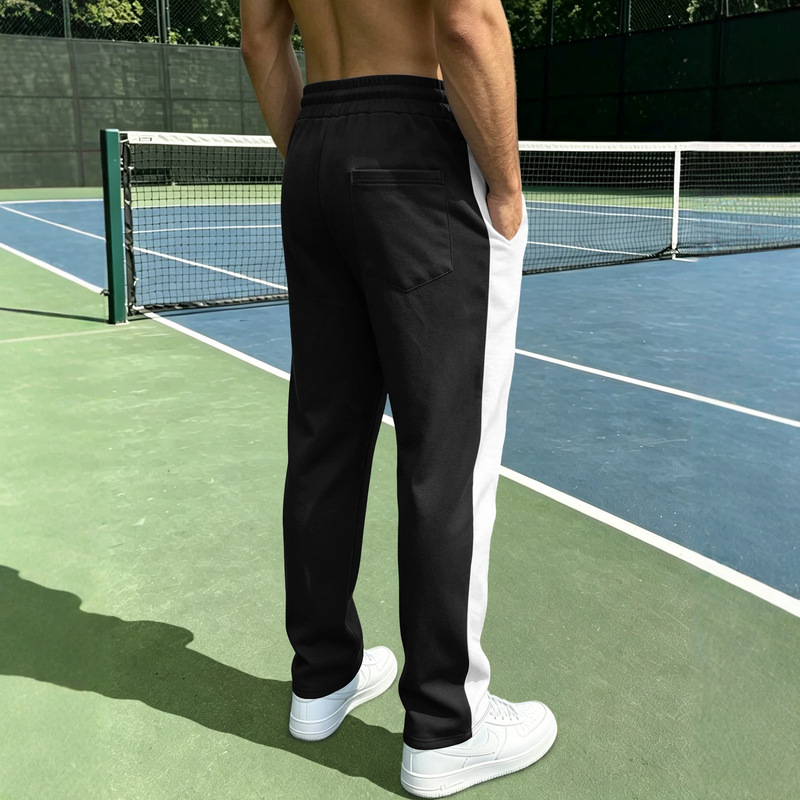 Cross-Border Independent Site Amazon Men's Casual Sports Loose Fit Jogger Pants with Logo, Drawstring Waist, Quick-Dry, Color-Blocking, and Contrasting Colors Cross-Border Independent Site Amazon Men's Casual Sports Loose Fit Jogger Pants with Logo, Drawstring Waist, Quick-Dry, Color-Blocking, and Contrasting Colors