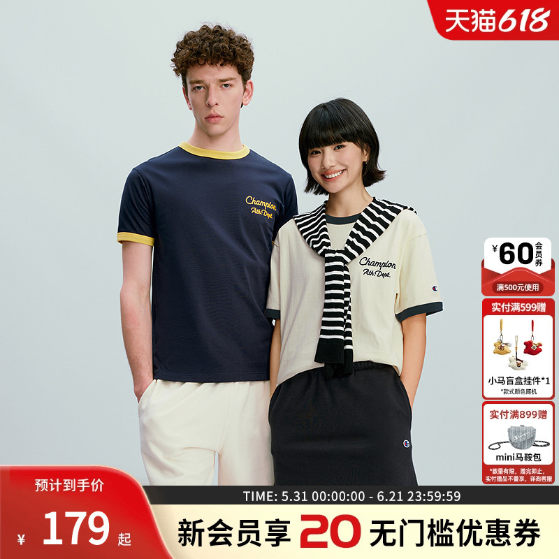 Champion Champion 26 New Summer Style Round Neck Short-Sleeved T-Shirt with Contrasting Colors, Casual, Loose, Pure Cotton, Breathable for Men and Women Champion Champion 26 New Summer Style Round Neck Short-Sleeved T-Shirt with Contrasting Colors, Casual, Loose, Pure Cotton, Breathable for Men and Women