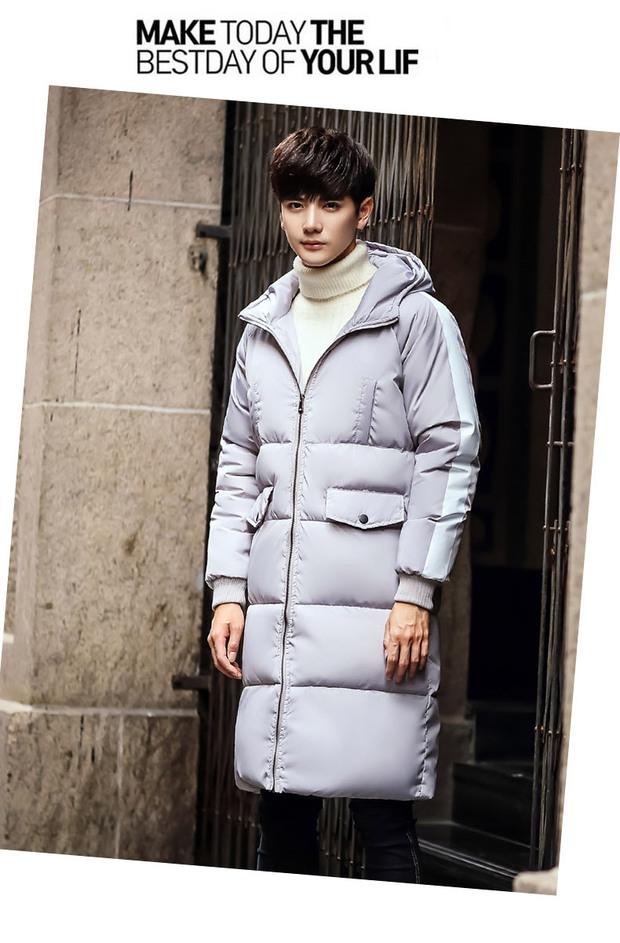Áo khoác mùa đông 2018 cho nam kiểu mới cotton phù hợp với phần dài trên đầu gối Phiên bản Hàn Quốc của xu hướng áo khoác nam mùa đông áo khoác lông cừu