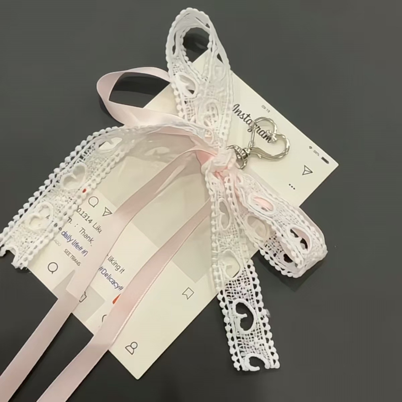 Lace Girly Bow Bag Charm High-Value Satin Ribbon Decoration Creative Decorative Pendant Cute Keychain Lace Girly Bow Bag Charm High-Value Satin Ribbon Decoration Creative Decorative Pendant Cute Keychain