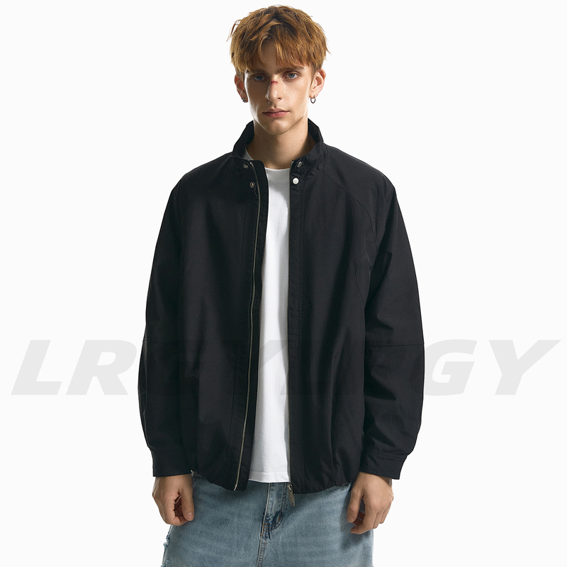 Lrgy Sunset Return to Nature Pilot Double Zipper Stand Collar Jacket Men's Black Loose Casual High-End Coat Autumn Lrgy Sunset Return to Nature Pilot Double Zipper Stand Collar Jacket Men's Black Loose Casual High-End Coat Autumn
