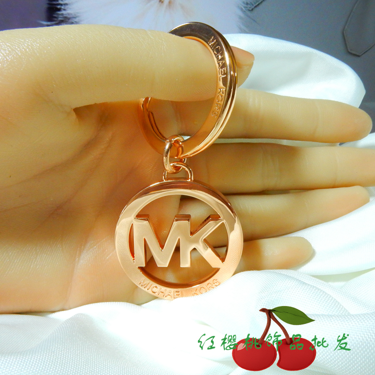 Gold-Plated Metal Pendant Logo Tag Decoration Round Plate Circular Spring Clasp Hardware Mk Bag Charm