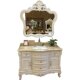 Popular European-Style Bathroom Cabinet with Red Oak and Marble Washbasin, Solid Wood Bathroom Vanity, Floor-Standing Combination