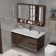 Popular Oak Minimalist Modern Smart Bathroom Cabinet and Mirror Set, Lacquered Solid Wood New Chinese Style Bathroom Vanity