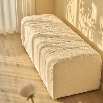 Popular Cream-Colored Home Entryway Shoe-Changing Bench, Cloakroom Long Sofa, Rectangular Bed-End Lambswool Stool