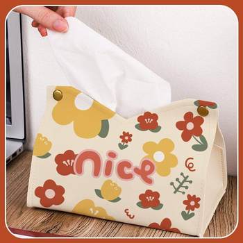 Nordic style nice flower paper draw box living room car toilet roll tissue box decorative bag storage set draw box