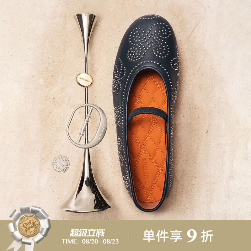 【Same Style as the Blogger】Oriinous Official Store 26Fw Beaded Ballet Granny Shoes Thin-Soled Mary Jane Shoes