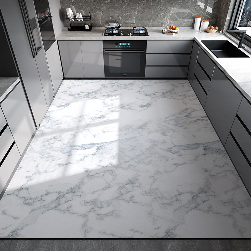 Kitchen floor mats are waterproof and oil-proof, scrubbing-free, dirt-resistant, full-cover E-foot mats, household PVC anti-slip door mats and carpets
