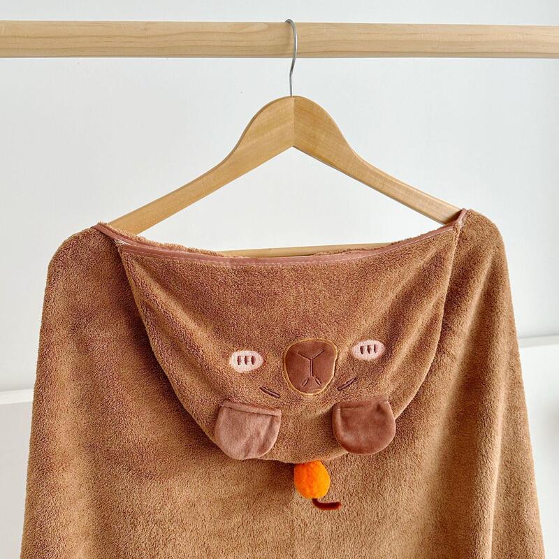 Kapibala Children's Bath Towel Cape Bathrobe Wearable Cute Coral Fleece Bath Towel Cape Soft and Absorbent for Boys and Girls