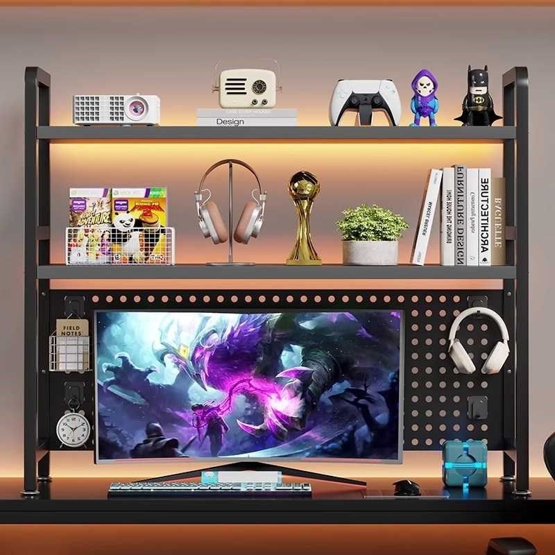 Desktop multi-layer bookshelf desk layered storage rack iron decorative rack student computer desk multi-layer perforated board