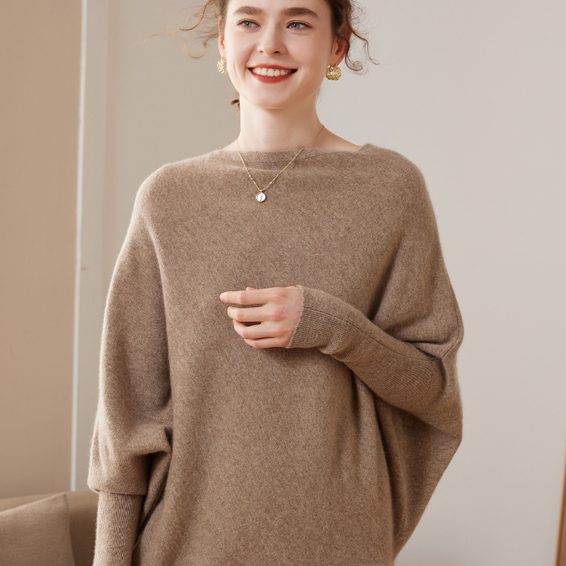 Elegant Baby Cashmere Sweater for Women, Loose Fit, Slimming Batwing Sweater, Cape Knitwear with Sleeves, Wool Sweater Elegant Baby Cashmere Sweater for Women, Loose Fit, Slimming Batwing Sweater, Cape Knitwear with Sleeves, Wool Sweater