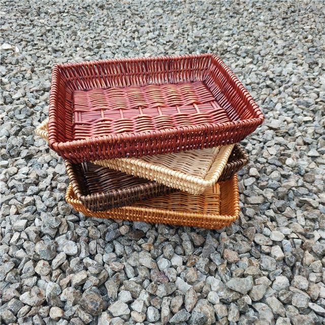 Rattan storage basket Willow woven bamboo basket supermarket display basket kindergarten bamboo basket weaving fruit plate fruit basket snack box