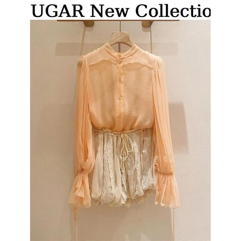 Korean Chic Versatile Loose Stylish Fashionable High-End Super Stylish and Attractive Orange Shirt for Petite Figures That Makes You Look Younger