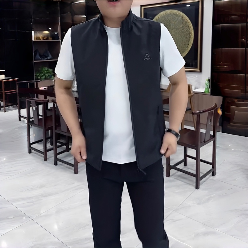 Men's Vest for Spring and Autumn, New Fashion Casual Style, Versatile and Stylish, Simple Stand-Up Collar, Zipper, Slim Fit, Trendy Men's Vest for Spring and Autumn, New Fashion Casual Style, Versatile and Stylish, Simple Stand-Up Collar, Zipper, Slim Fit, Trendy