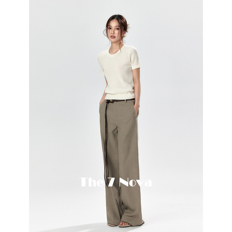The 7 Nova "Moon Weave" 26Ss Sheep Wool Loose-Fitting Solid Color Versatile Casual Knit Set