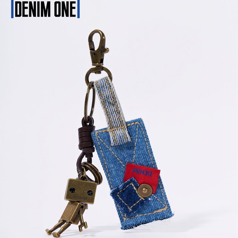 Denim One Original Design Cute Denim Robot Keychain Pendant