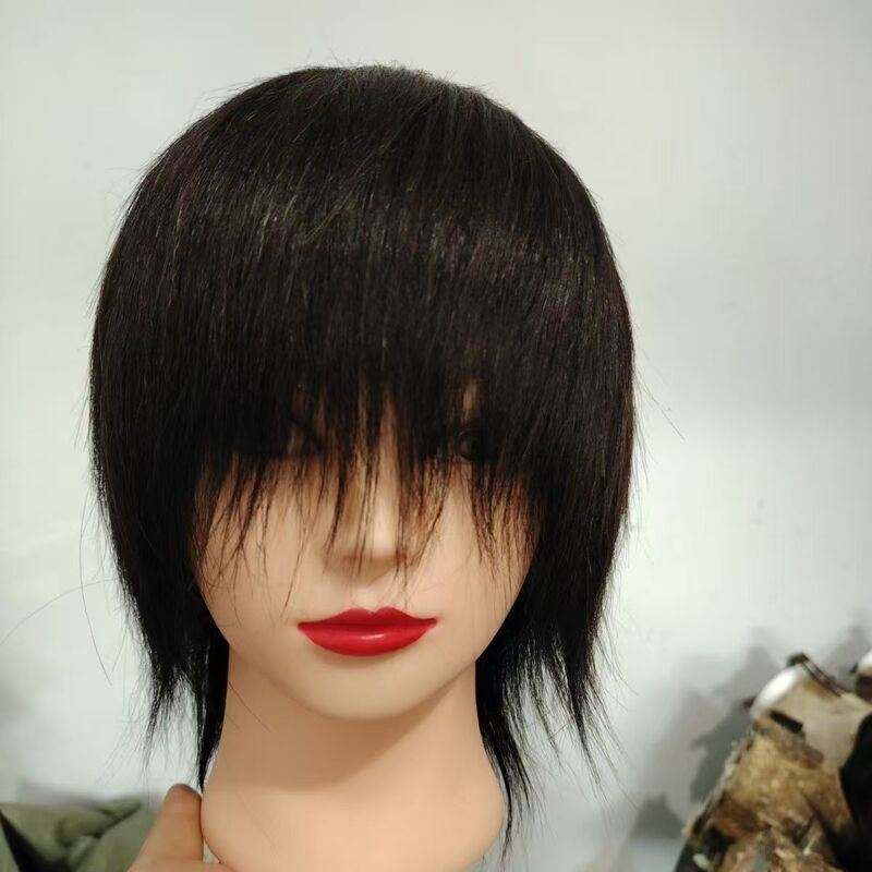 Wig Head Stand, Hairdressing Mannequin Head, Full Real Hair Model Head for Styling, Braiding, Cutting, Bleaching, Dyeing, and Perming Practice