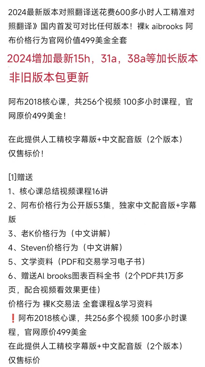 人工精准翻译2024年Al Brooks阿布PA价格行为交易课程，真的值0.15吗？_化妆品_淘宝美妆网