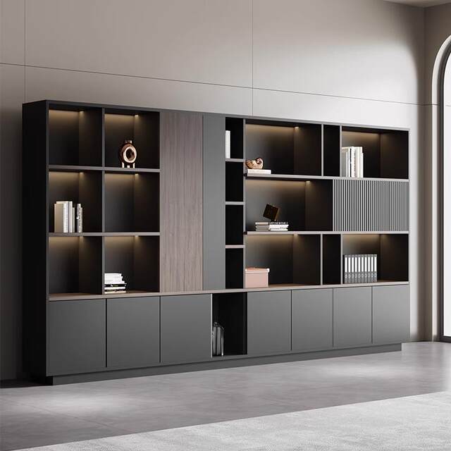 Office bookcase boss background cabinet file cabinet wooden information cabinet storage cabinet storage cabinet wall floor-to-ceiling cabinet