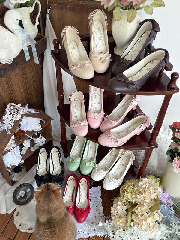 Fallen Flashing Poems Lolita Original Vintage-Style Elegant Commuting Retro High Heels Vintage