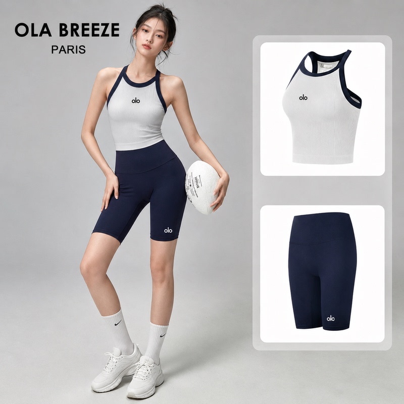 American Ola Breeze Yoga Set for Women, Summer Sleeveless Vest, Five-Quarter Pants, Shock-Proof Sportswear Two-Piece Set American Ola Breeze Yoga Set for Women, Summer Sleeveless Vest, Five-Quarter Pants, Shock-Proof Sportswear Two-Piece Set