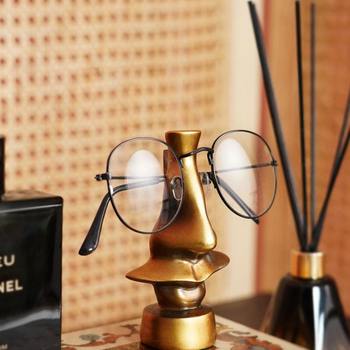 Modern creative copper resin nose shape glasses frame holder bedroom desk fashionable personalized glasses bracket ornament