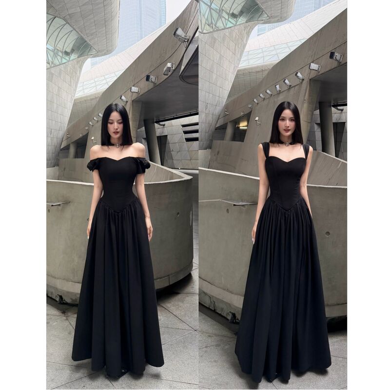 Better Me Black Flared Waist-Cinching Hepburn Dress European and American Style Sexy 3D Corset Slimming Dress Better Me Black Flared Waist-Cinching Hepburn Dress European and American Style Sexy 3D Corset Slimming Dress