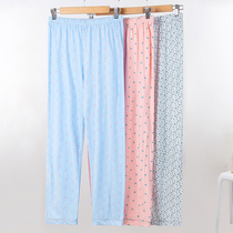 Middle-aged and elderly spring and autumn thin autumn trousers cotton large size pajamas women wear trousers fat mm old loose home pants
