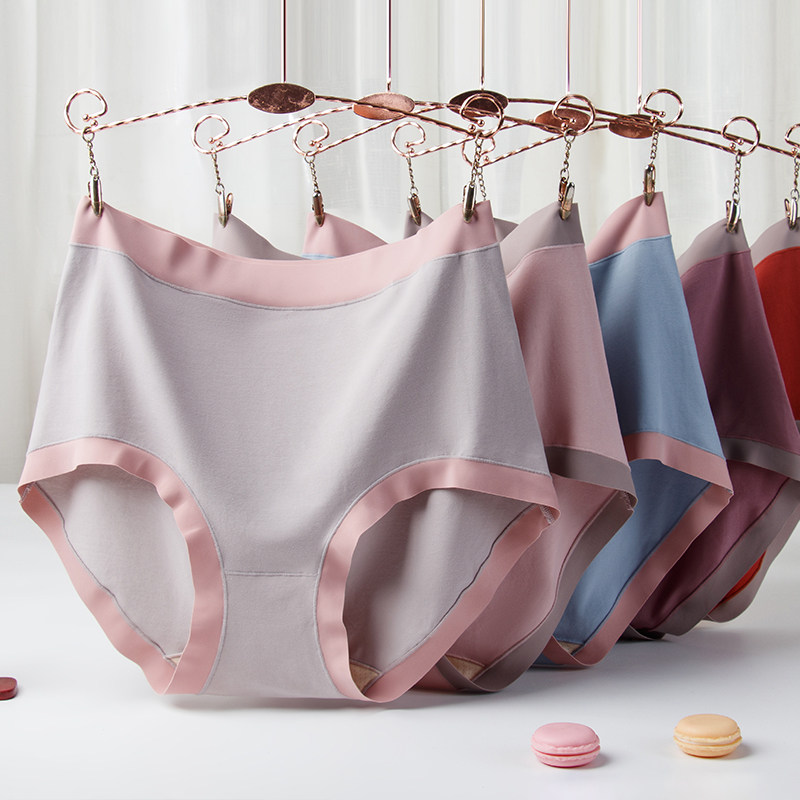 3 Dress Lady Cotton Briefs Comfort Free of marks High waist Large size Size Triangle Pants Fat Mm Pure Color Breathable Mom Shorts