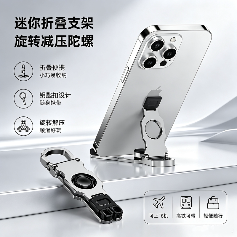 Fidget Spinner Phone Stand Tablet Stress-Relief Keychain Desktop Aluminum Alloy Folding Support Stand Fixed Holder for Watching Shows Fidget Spinner Phone Stand Tablet Stress-Relief Keychain Desktop Aluminum Alloy Folding Support Stand Fixed Holder for Watching Shows