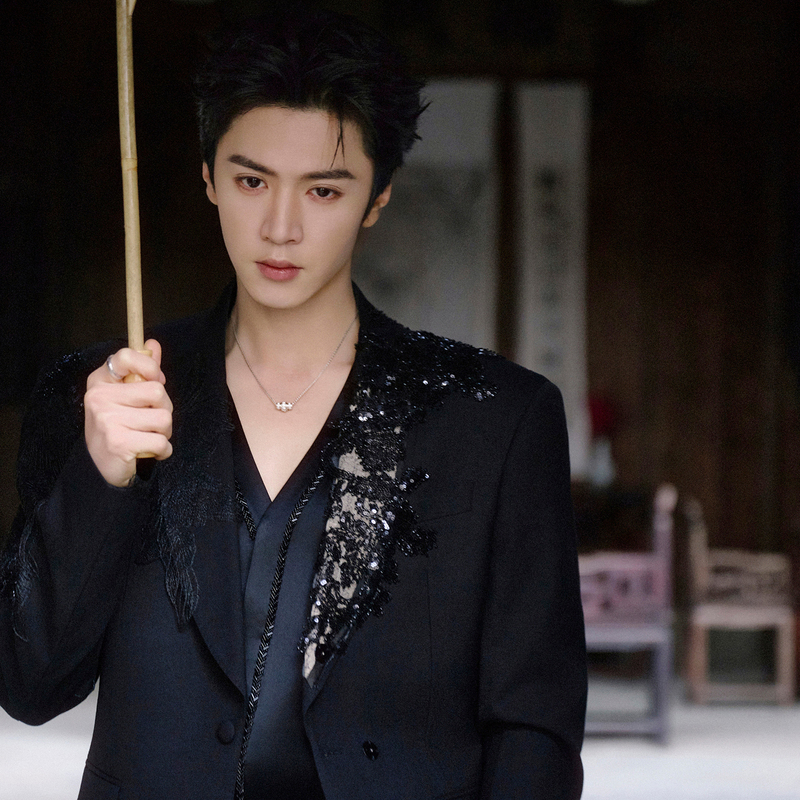 Chen Zheyuan Celebrity-Style Black Heavy Sequin Embroidered Blazer for Men, High-End, Cool and Stylish Suit
