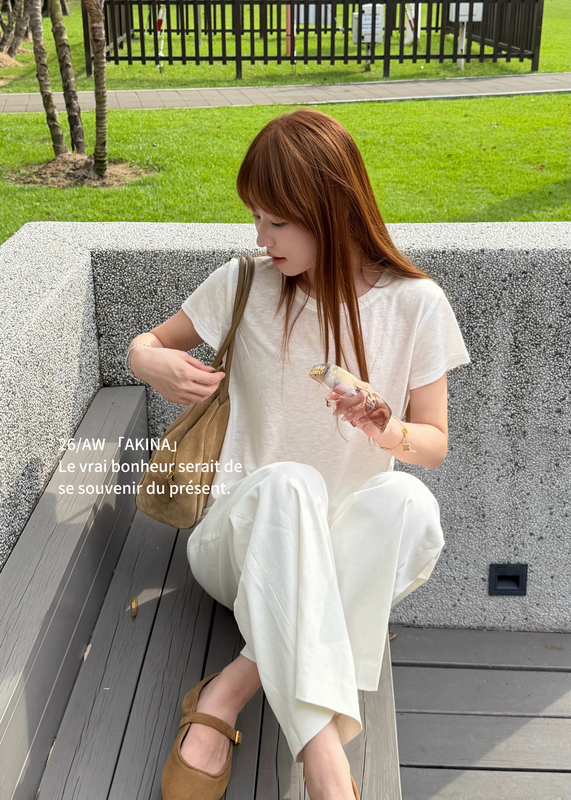 Akina Korean Goddess T-Shirt, Slightly See-Through on the Shoulders, Made of Tencel Linen and Acetate, Versatile Base Layer Short-Sleeve Top Akina Korean Goddess T-Shirt, Slightly See-Through on the Shoulders, Made of Tencel Linen and Acetate, Versatile Base Layer Short-Sleeve Top