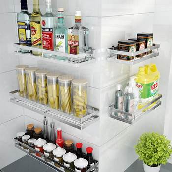 Thickened 304 stainless steel kitchen storage rack without punching wall hanging wall seasoning rack storage and finishing supplies corner