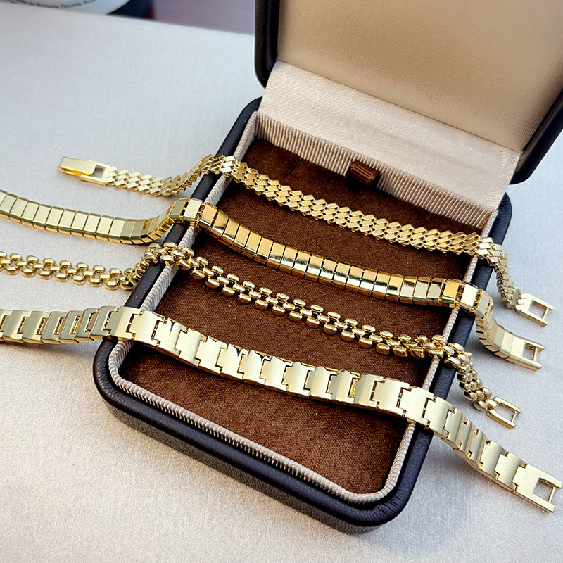 925 Silver Bracelet Basic Set Cuban Chain Watch Strap Style Fashionable Minimalist Chain Jewelry