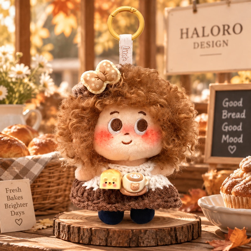 Authentic Doodle Afro Plush Bag Pendant Cute Caramel Keychain Fashionable Backpack Small Ornament Girl's Gift