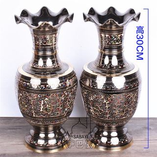Pakistani copper hand-carved colorful dot mir vase retro metal copper vase chinese style home decoration
