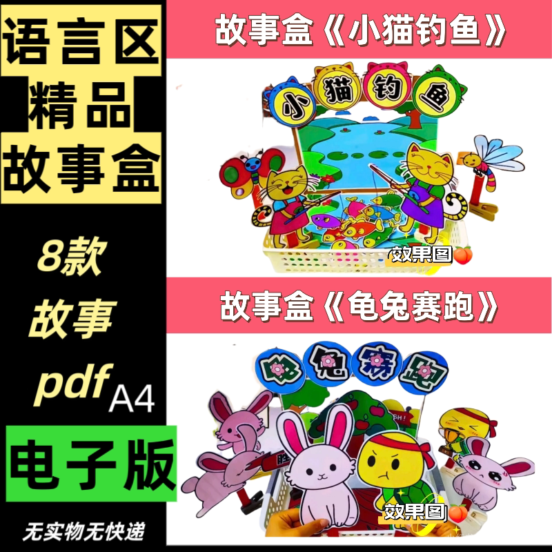 Kindergarten and Elementary School Language Area Story Box: Little Cat Fishing, Rabbit, and Other Creative Electronic Printable Materials