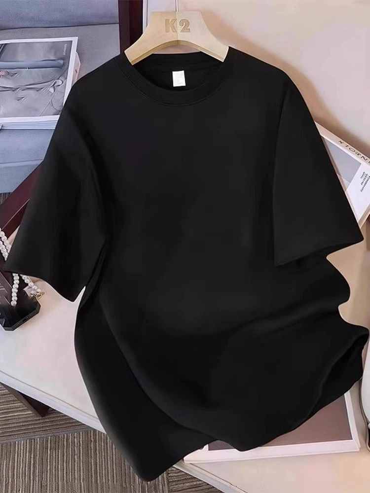 Летняя хлопковая футболка с коротким рукавом, американский стиль, oversize