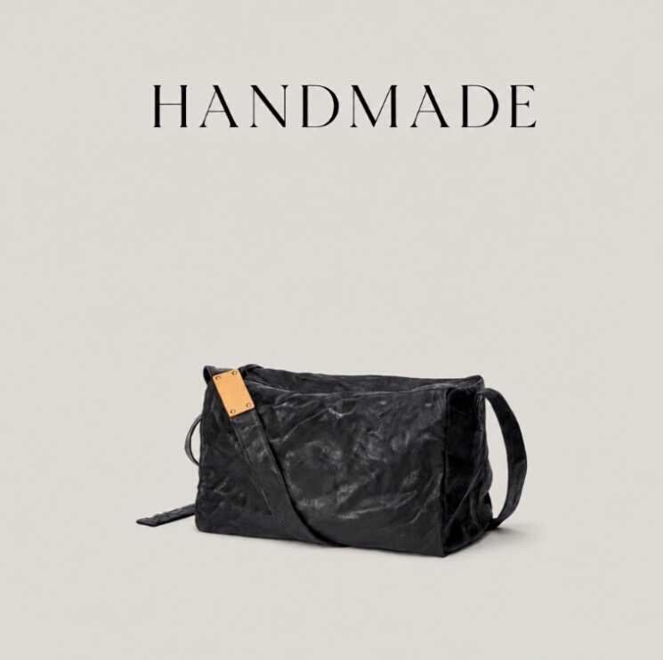 【Simple Style Black Pillow Bag Women's Shoulder Crossbody Bag Commuter Bag - Black Stone Pillow Bag】