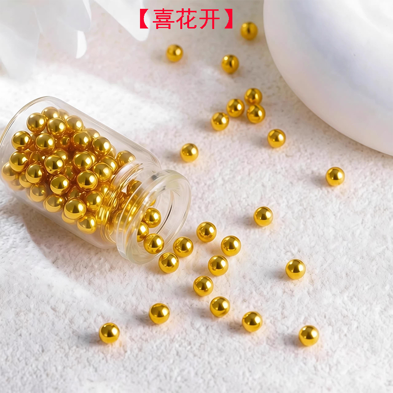 Happy Blossom Gold 999 Pure Gold Small Gold Beads Smooth Surface Fortune Beads Pure Gold Beads for Gifting and Personal Use B