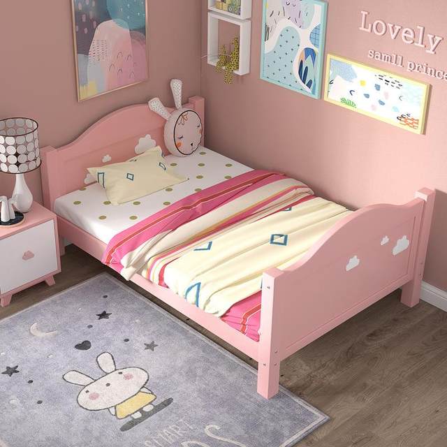 Children's furniture solid wood children's bed single 1.5 m 1.2 m boy and girl cartoon splicing bed environmentally friendly princess bed
