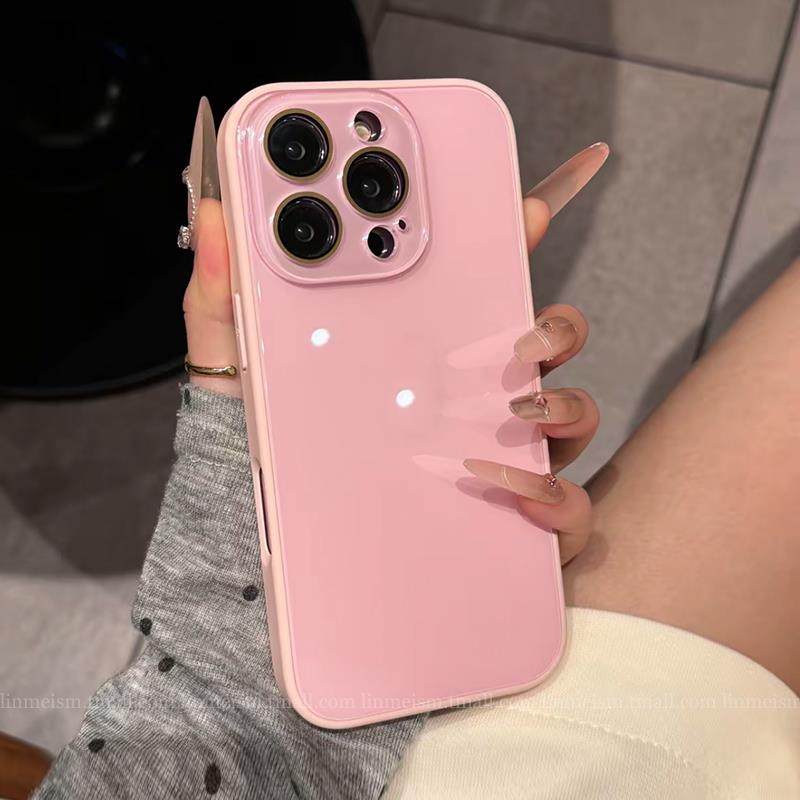 ins Summer Dopamine Original Glass Case Suitable for iPhone 15 Pro Apple 14 Phone Case 16Promax Premium 13 Unisex 12 Couple 11 New Model 17Pm Internet Celebrity Hot Item Promax Shockproof