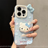 ins Milk-Colored Polka Dot Kt Cat Bow Suitable for Iphone16Promax Apple 17Pm Phone Case 15Promax New Model 11 Internet Celebrity 12 High-End 13 Popular Model for Women Plus Anti-Drop 14Pro