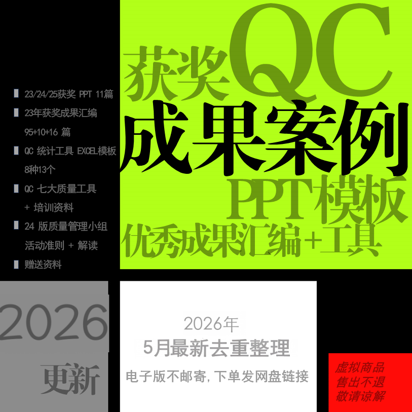 2026 Qc Award-Winning Case Study Ppt Template + Statistical Tools + Seven Major Quality Tools + Training Materials