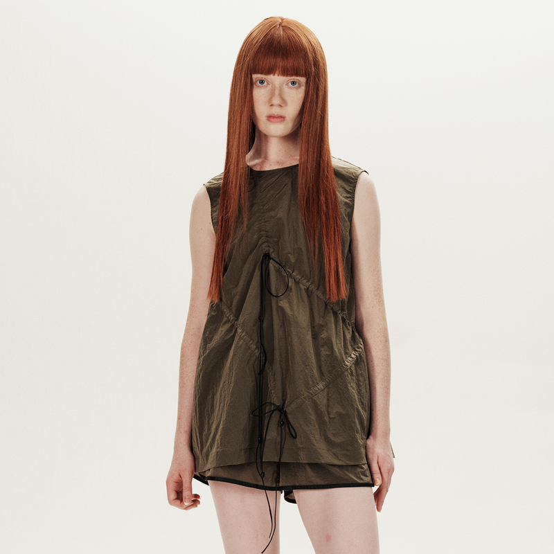 Half Made 26 Spring/Summer New Collection Green Sleeveless Track Design Vest
