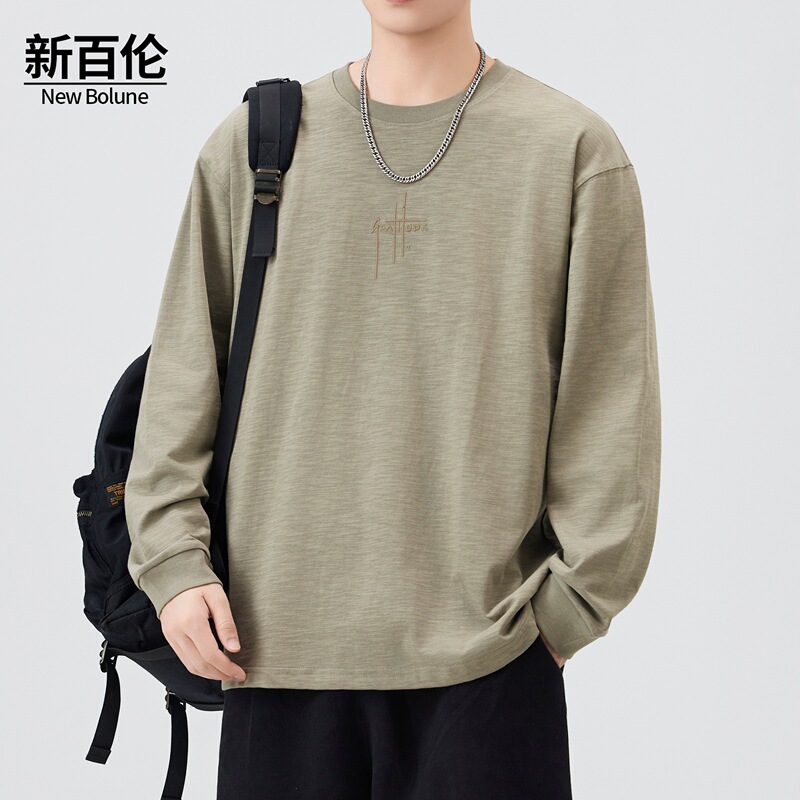 New Balance Pure Cotton Long-Sleeve T-Shirt for Men, Spring and Autumn 2025 New Trendy Brand, Loose Fit, Crew Neck, American Style, Heavyweight Top