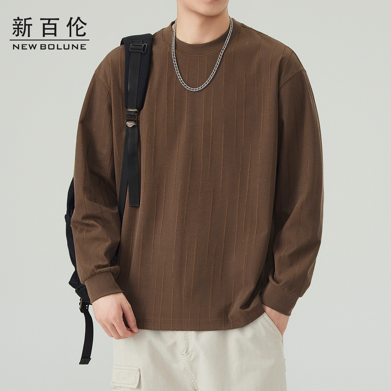 New Balance Textured Heavyweight Long-Sleeve T-Shirt for Men, Autumn 2026 New Trendy Brand Loose Round-Neck Casual Base Shirt