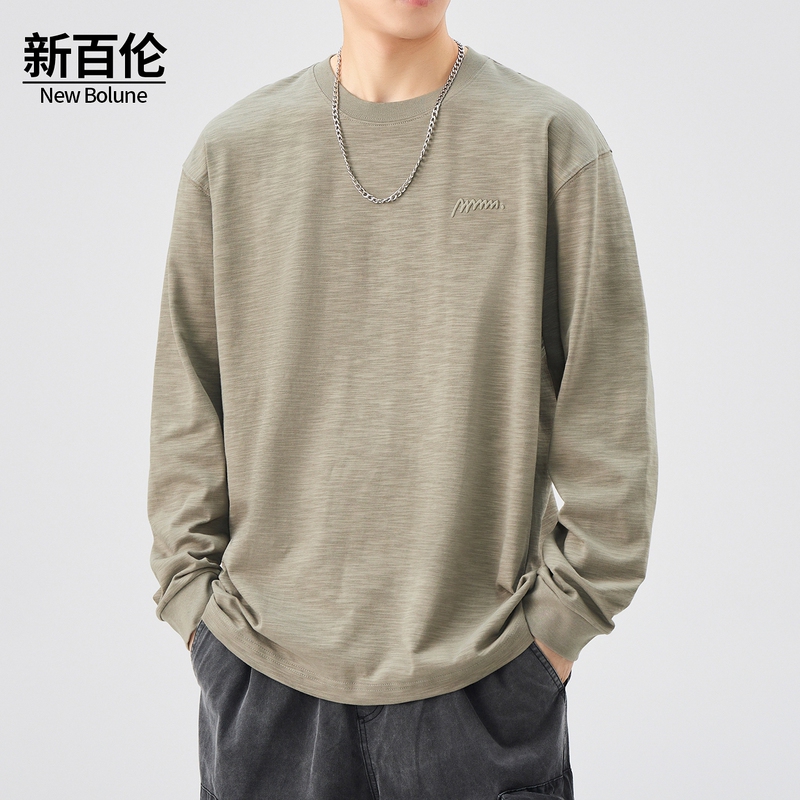 New Balance Heavyweight Pure Cotton Long-Sleeve T-Shirt for Men, Spring and Autumn 2025 New Trendy Brand Loose Round-Neck Casual Top