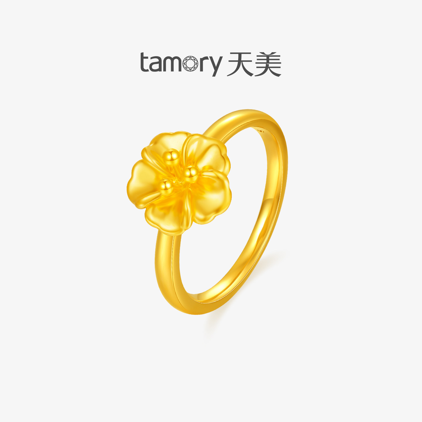 Tianmei Jewelry pure gold 999 five-petal flower ring