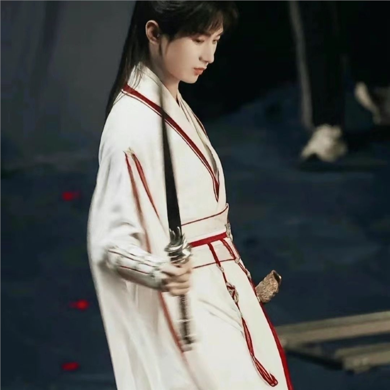 Li Lianhua Cosplay High-Quality Imitation Red Silk Dance Hanfu Ancient Costume Cross-Collar Wei-Jin Dynasty Lotus Li Xiangyi Unisex Performance Outfit Li Lianhua Cosplay High-Quality Imitation Red Silk Dance Hanfu Ancient Costume Cross-Collar Wei-Jin Dynasty Lotus Li Xiangyi Unisex Performance Outfit